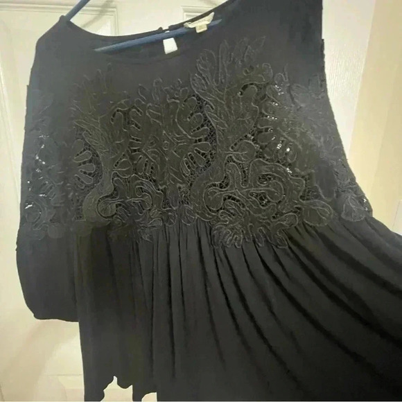 Anthropologie Deletta Long Sleeve Black Lace Desi Top Medium Beautiful - Picture 5 of 11